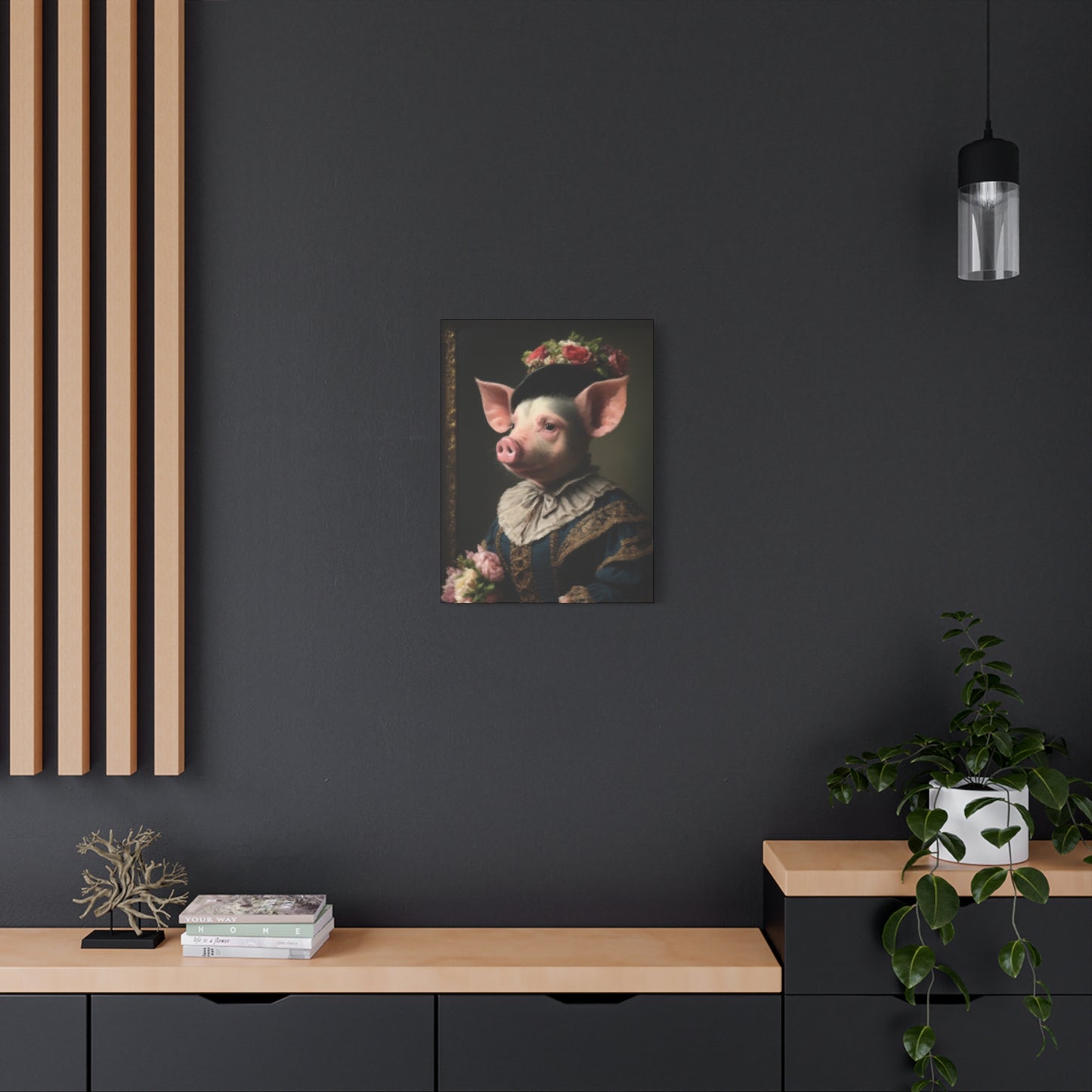 Piggy in Victorian Elegance Stretched Canvas Wall Art