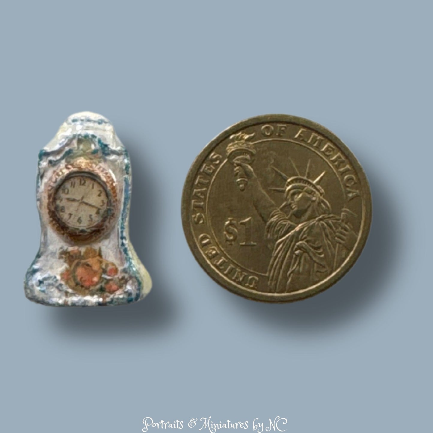 Vintage Miniature Mantel Clocks in 1/12 Scale - Polymer Clay Collectibles-white