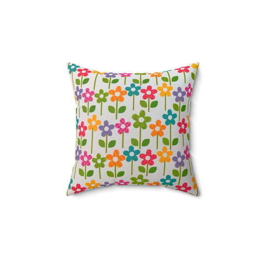 Spun Polyester Square Pillow with Zipper - Floral Print back