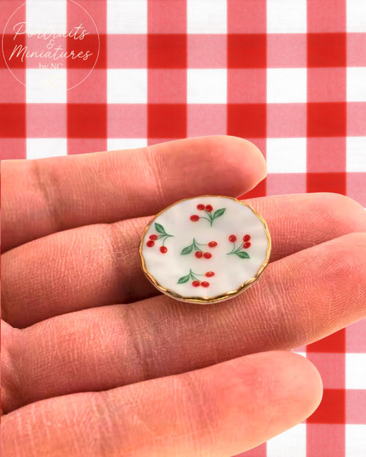 Miniature 1 12 scale dollhouse cherry patterned plate