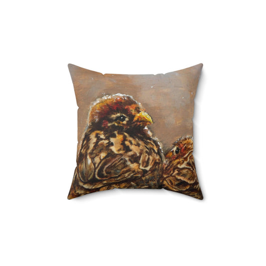 Sparrows Keeping Company Pillow - Spun Polyester Square Throw Pillow with Insert