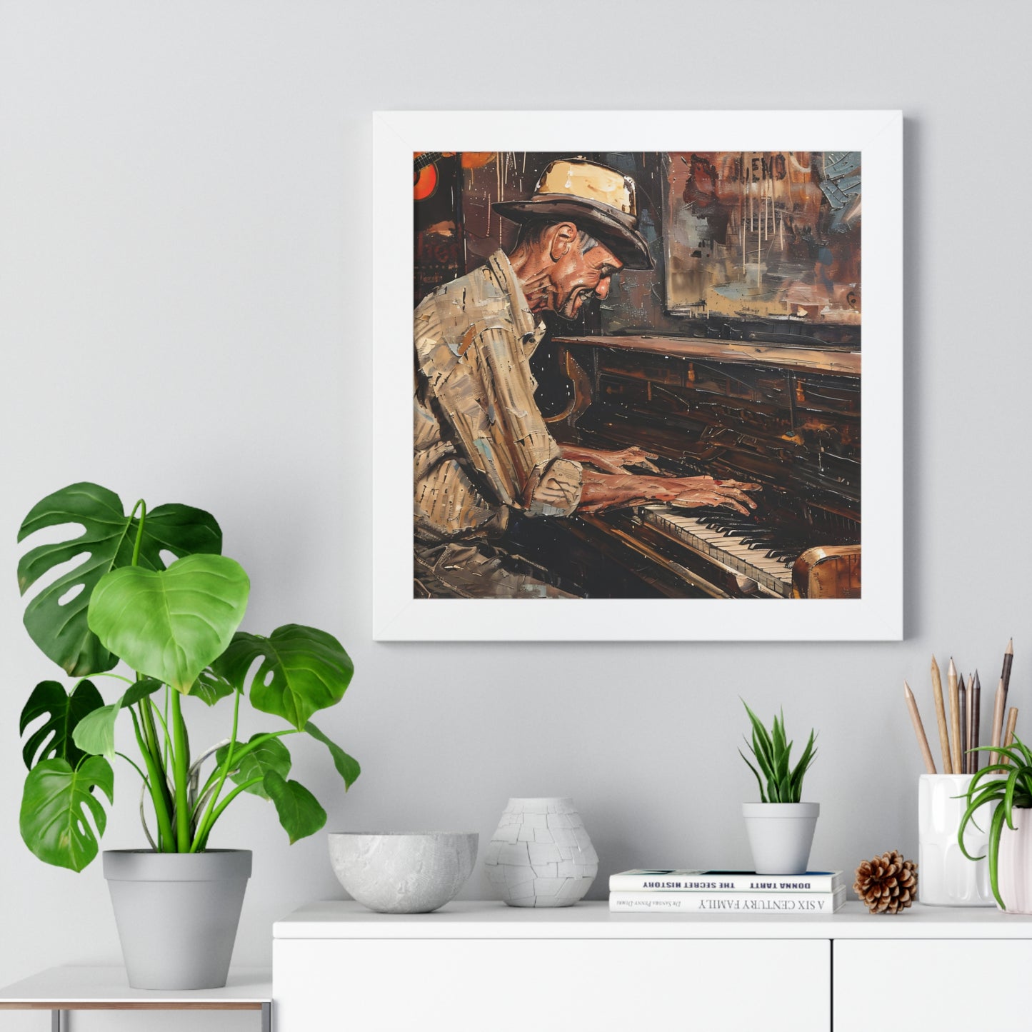 Framed Vertical Poster - Honky Tonk Piano Player