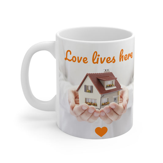 Love Lives Here Mug 11oz side