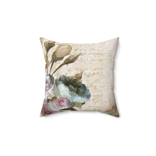 Ode to Love Musical Themed Pillow - Spun Polyester Square Throw Pillow with Insert