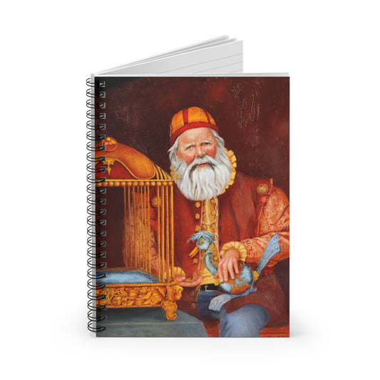 Santa with Birdcage Spiral Notebook — Festive Vintage Holiday Journal