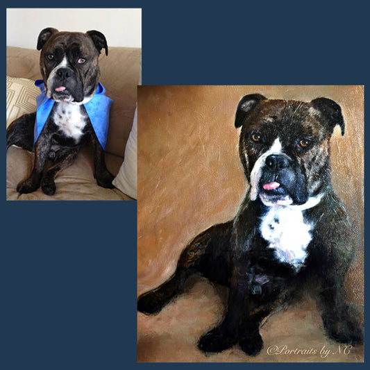 English Bulldog Oil Portrait - Bulldog Painting from Photo