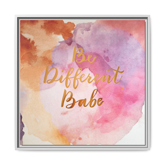 Framed Art Print - Be Different Babe, Inspirational Wall Decor, Unique Gift, Home Office Art, Colorful Canvas
