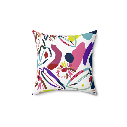 Spun Polyester Square Pillow with Zipper - Abstract Design