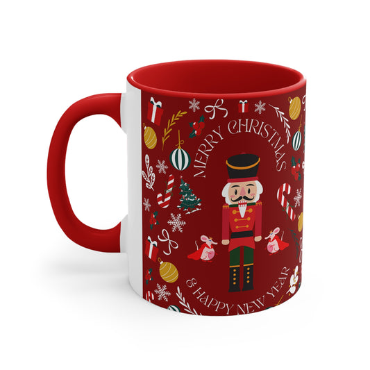 Nutcracker Coffee Ceramic Mug, 11oz red side view