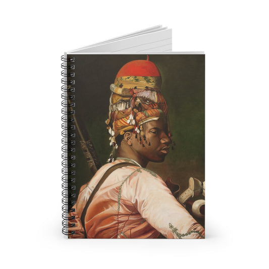 Portrait Art Spiral Notebook — Vintage African Warrior Illustration, Ruled Journal