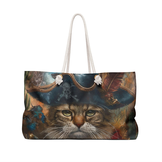 Weekender Tote Bag Pirate Cat back side