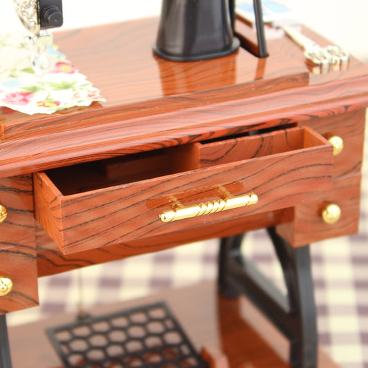 Retro Nostalgic Simulation Sewing Machine Music Box Music Box pen drawer