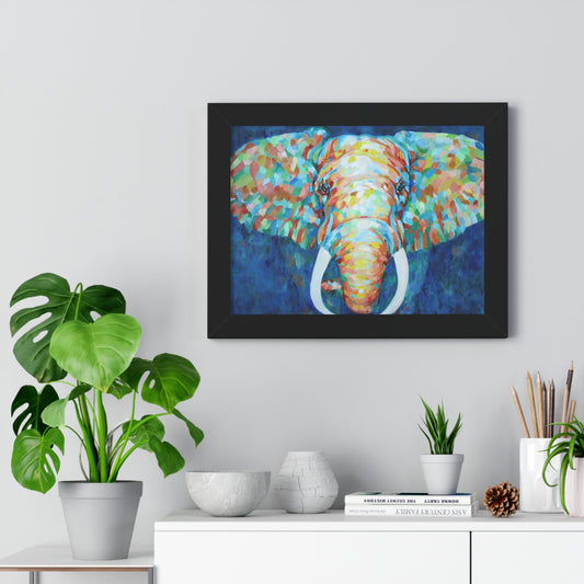 Colorful Elephant - Framed Horizontal Poster black frame in situ