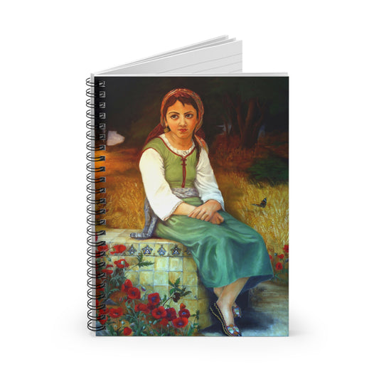 Vintage Girl Portrait Spiral Notebook — Ruled Journal for Art Lovers
