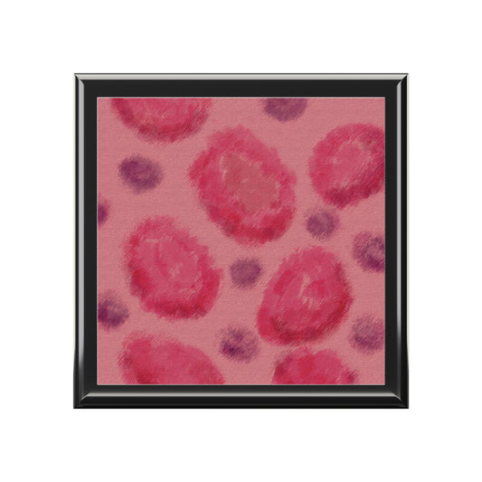 Jewelry Keepsake Box - Abstract Pattern in Fuchsia and Pink Black box