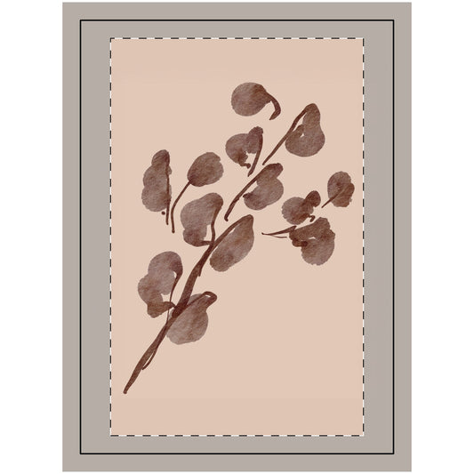 artwork of a brown leaf design on a beige background