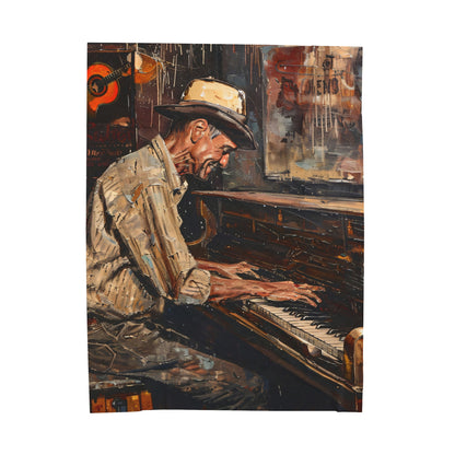 Velveteen Plush Blanket - Honky Tonk Piano Player front