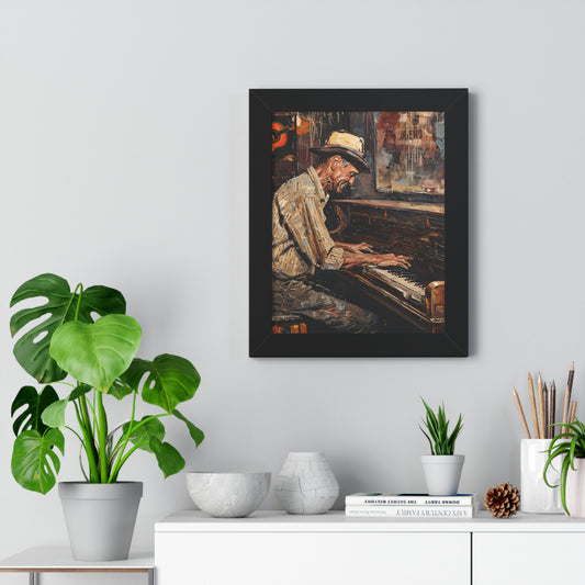 Framed Vertical Poster - Honky Tonk Piano Player