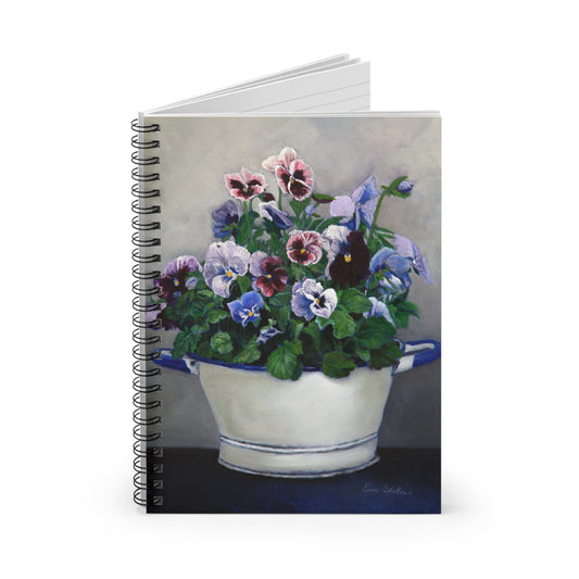 Pansy Bouquet Spiral Notebook — Floral Ruled Journal for Notes & Gifts