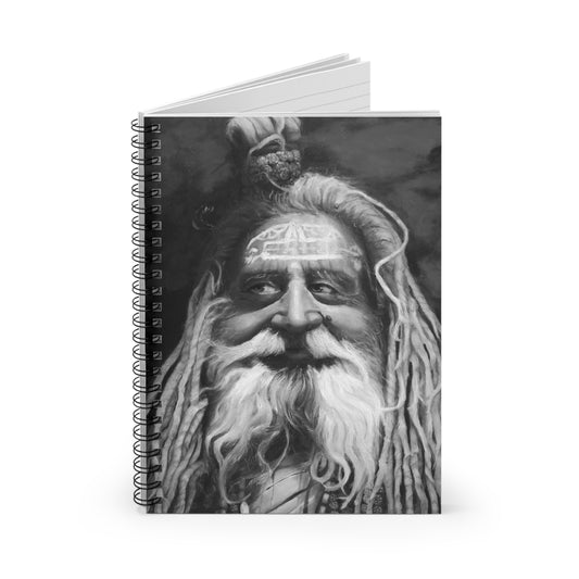 Spiral Notebook — Monochrome Mystic Sage Portrait, Ruled Journal