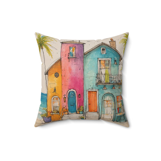 Vibrant Coastal Home Pillow, Beach House Decor, Tropical Throw Pillow, Bohemian Living Room Accent, Colorful Home Furnishing