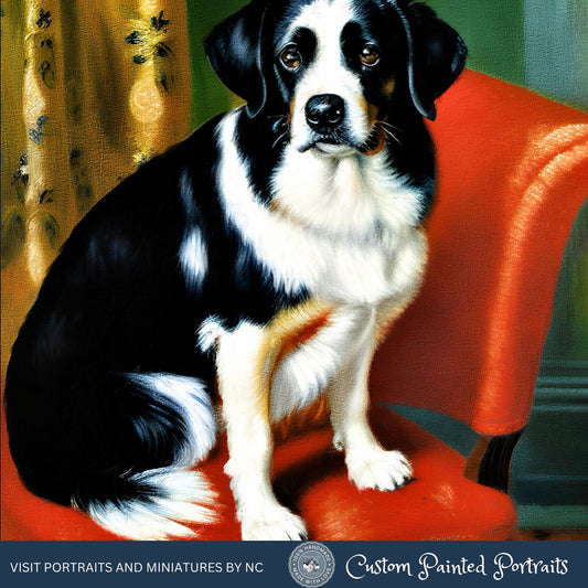 Australian Border Collie Portrait in Henri Matisse Style Full Size