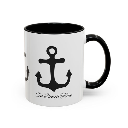 Nautical Anchor Coffee Mug, On Beach Time Coffee Cup, Boat Lover Gift, Sailor Mug, Summer Drinkware, Ocean Theme Mug