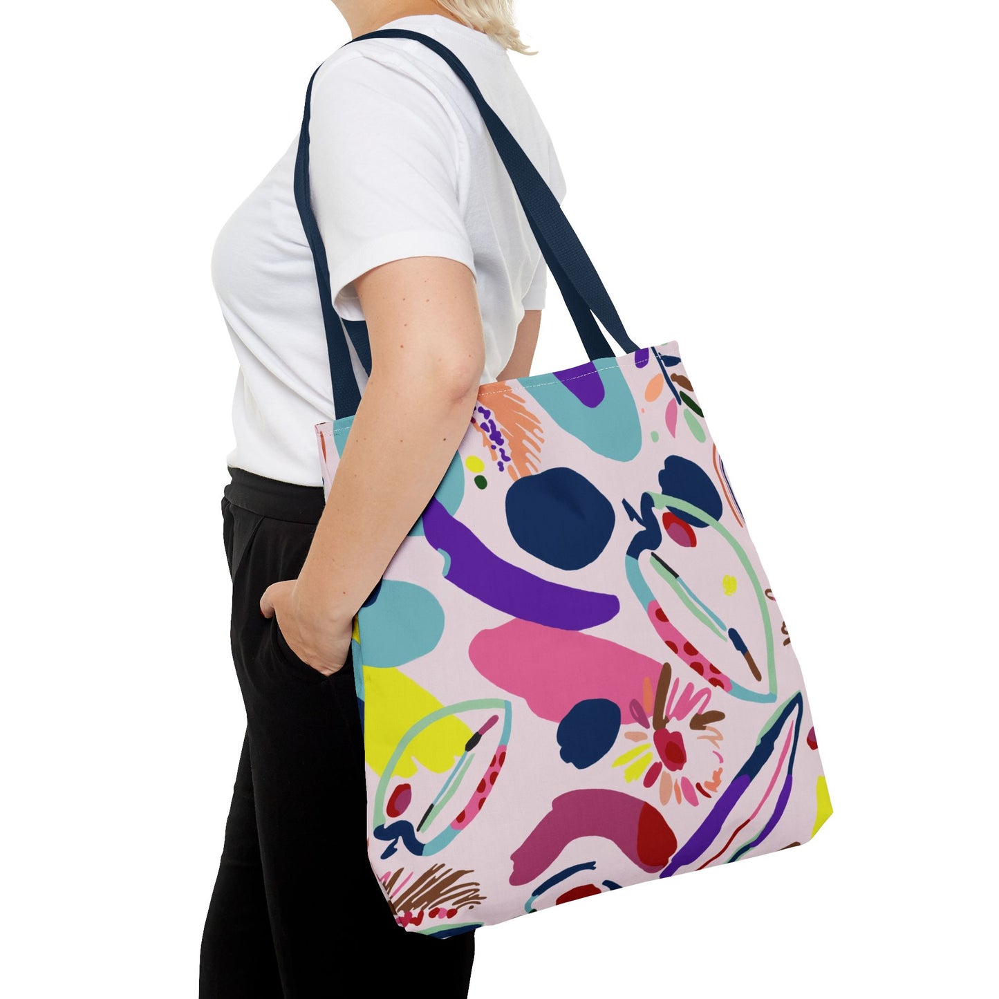 Colorful Circles Canvas Tote Bag - Heavy Duty Fine Art Shoulder Bag