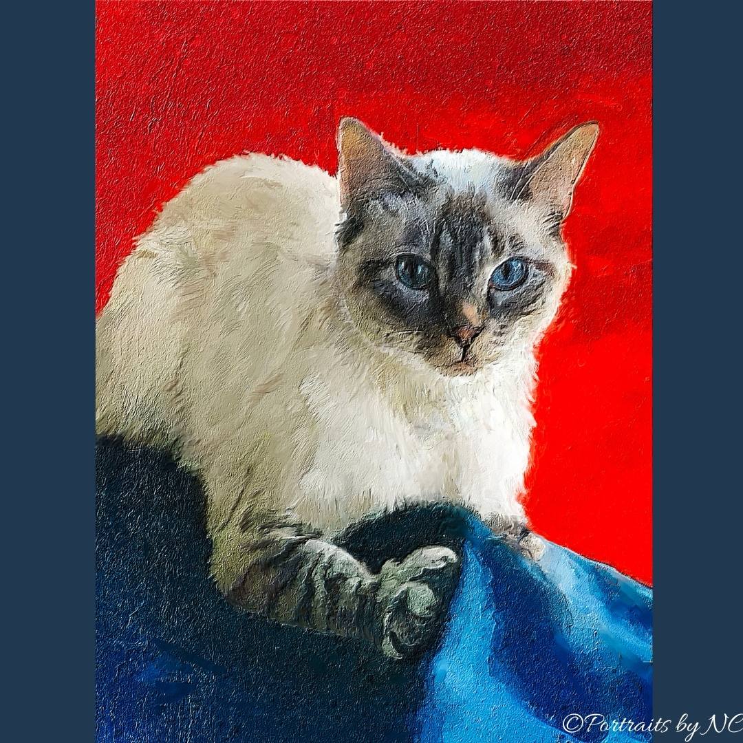 Cat Painting Portrait of Tabby Cat Mix