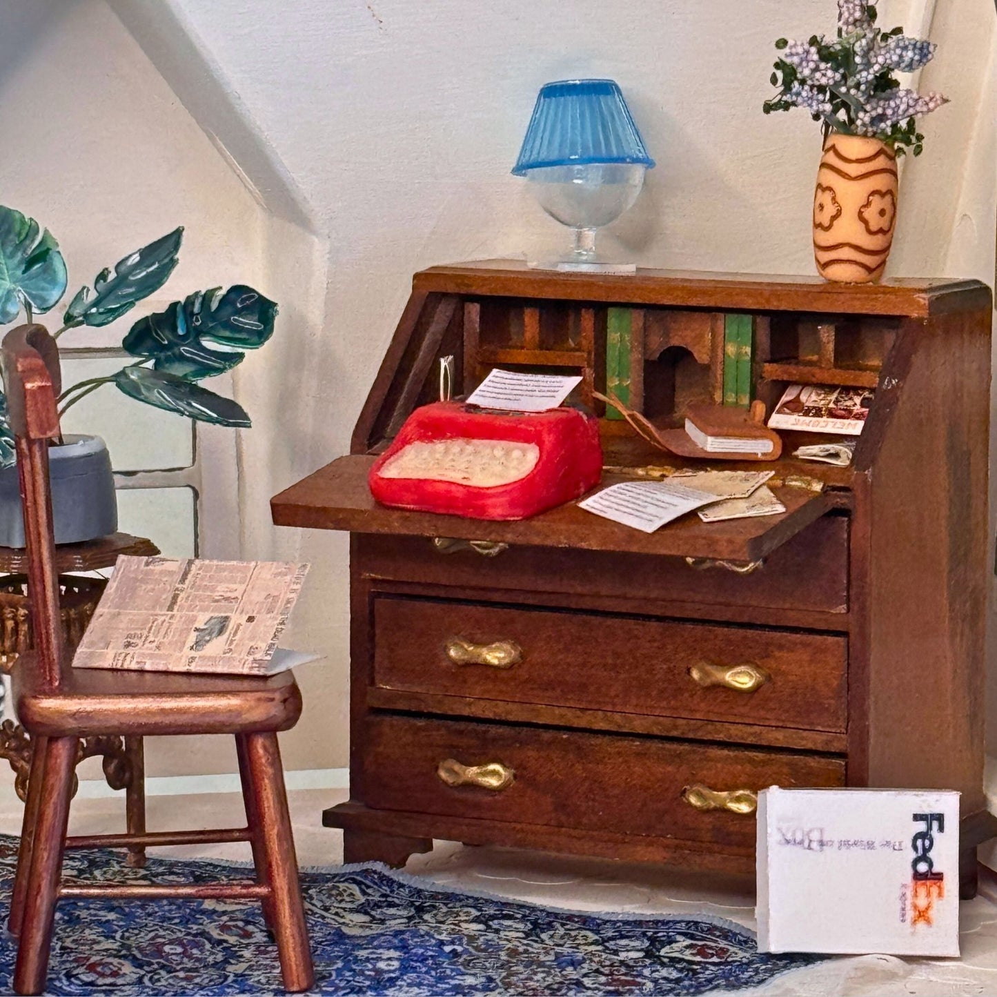 1 12 scale red typewriter for dollhouse in room