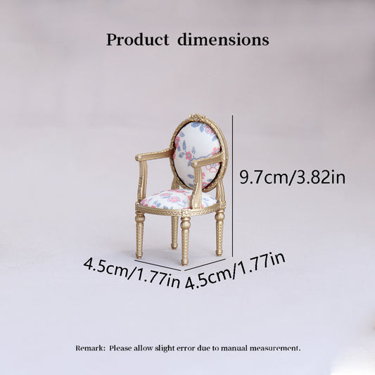 Vintage Style Miniature Armchair | 1:12 Scale Dollhouse Furniture Accessories Size