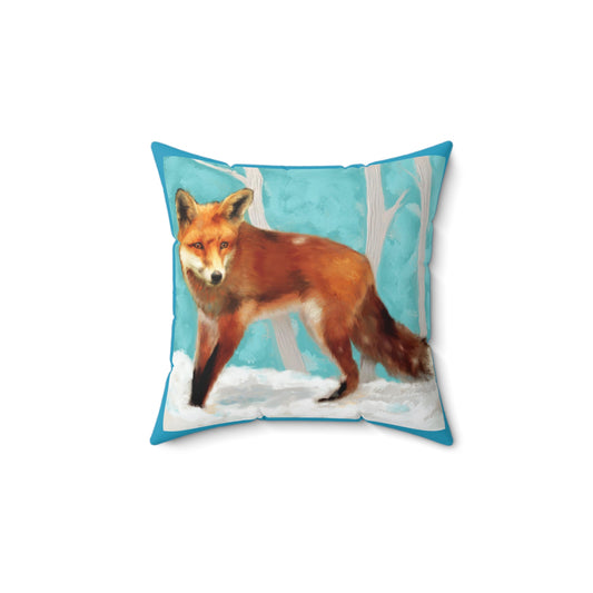Red Fox Pillow - Spun Polyester Square Throw Pillow with Insert and Zipper
