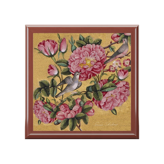 Lacquered Jewelry Keepsake Box - Floral Design front cover