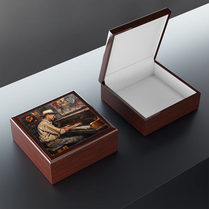 Jewelry Box - Keepsake Box - Honky Tonk Piano Player mahogany box open