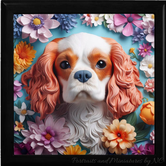 Lacquered Wood Keepsake/Jewelry Box - King Charles Spaniel black