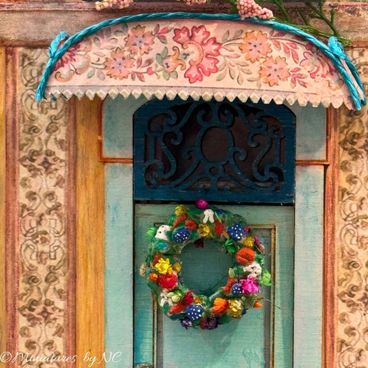 Dolls House Miniature Easter Wreath Suitable for 1/24 or 1/12 Scale on 1/24 scale door