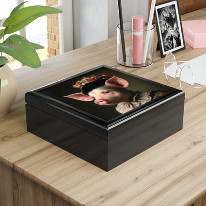 Keepsake/Jewelry Box - Pig  - Wood Lacquer Box