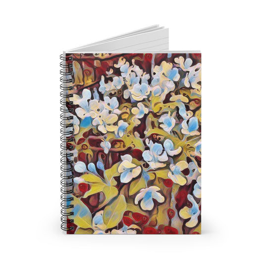 Floral Watercolor Spiral Notebook — Blue & Yellow Bloom Ruled Journal