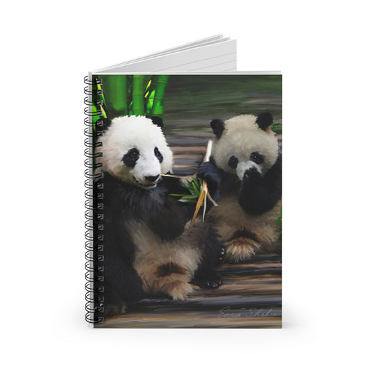 Panda Pair Spiral Notebook — Ruled Journal with Cute Bamboo Pandas