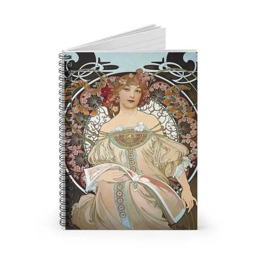 Art Nouveau Floral Lady Spiral Notebook — Ruled Journal for Sketching & Notes