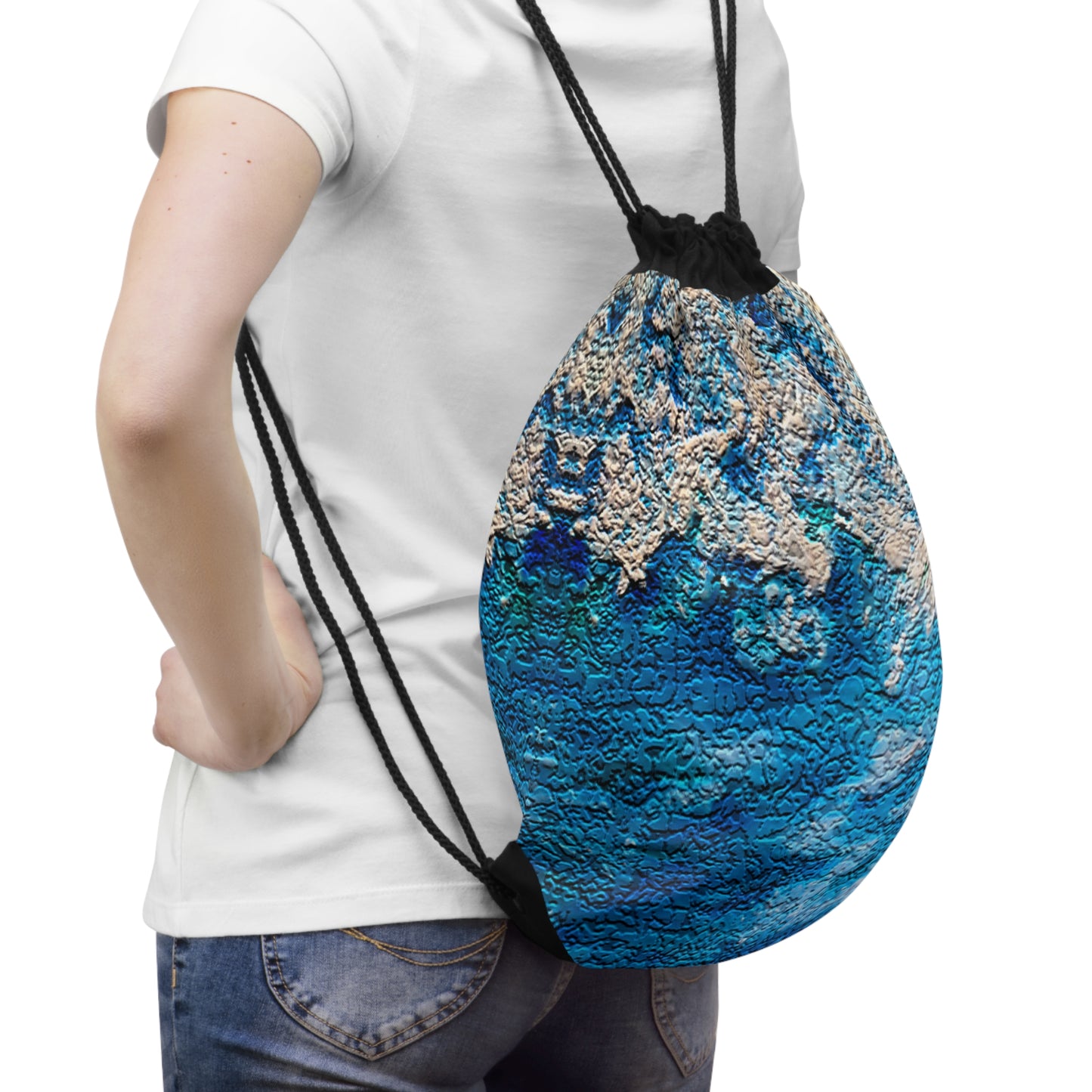 Ocean-Inspired Drawstring Bag, Beach Tote, Gym Sack, Travel Bag, Casual Backpack, Ideal for Summer Adventures