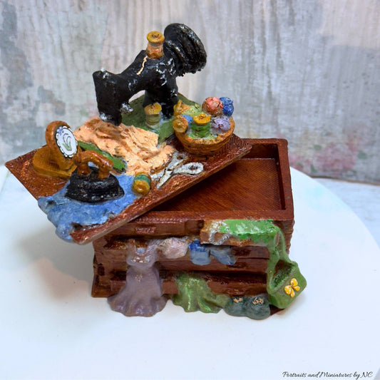 Vintage Style Miniature Sewing Cabinet with Accessories Secret compartment