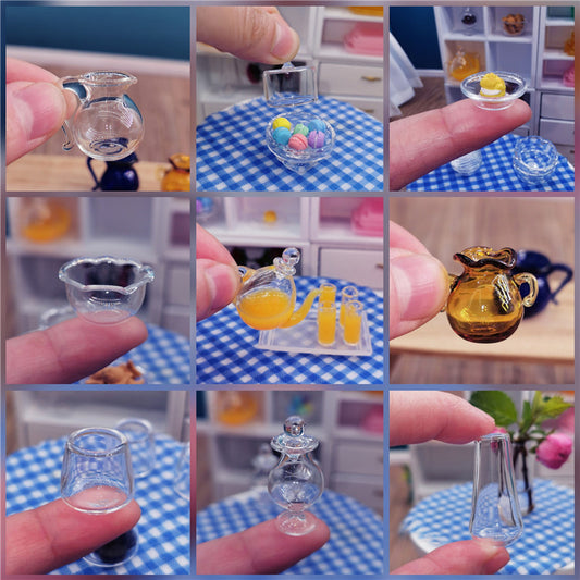 1:12 Scale Dollhouse Miniature Juice Pitcher and Glasses Set | Miniature Kitchen Tableware Accessories