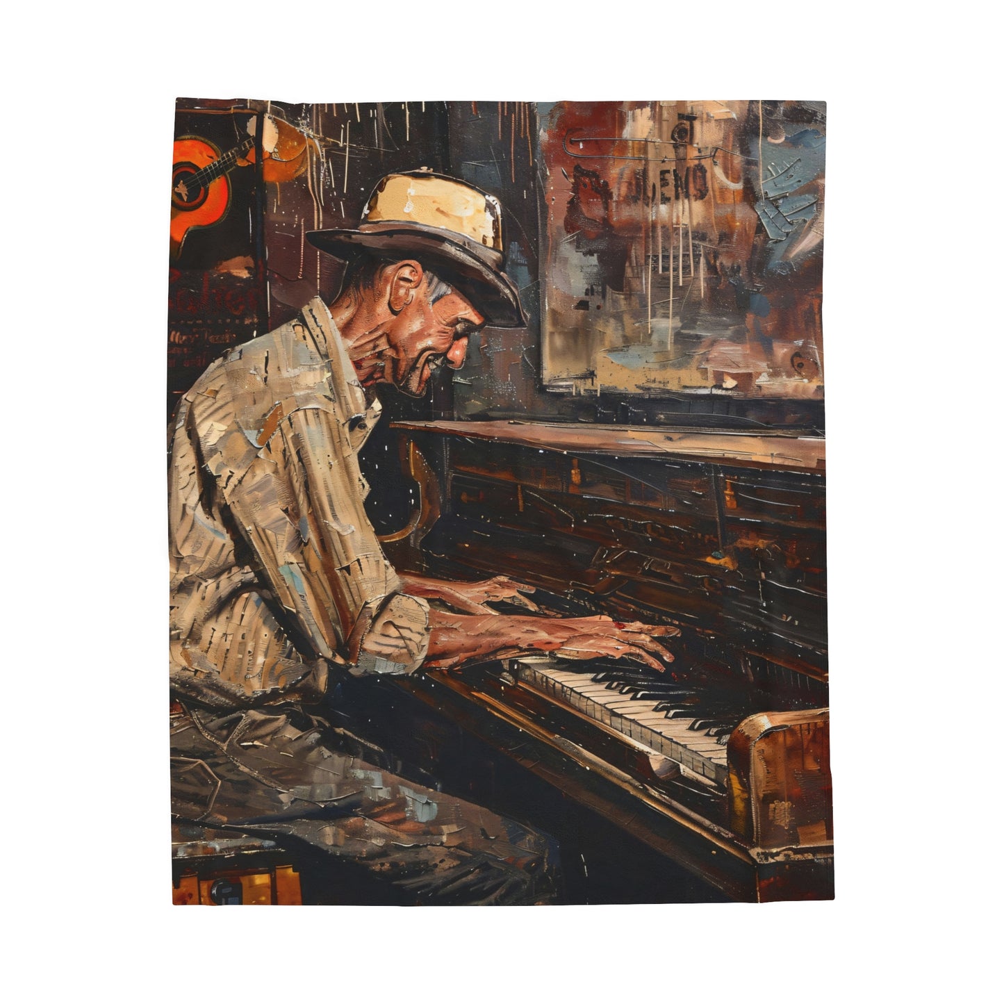 Velveteen Plush Blanket - Honky Tonk Piano Player