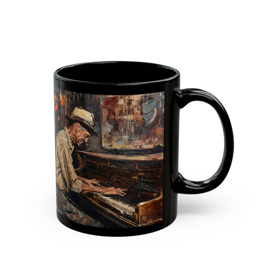 Black Mug (11oz, 15oz) - Honky Tonk Piano Player side