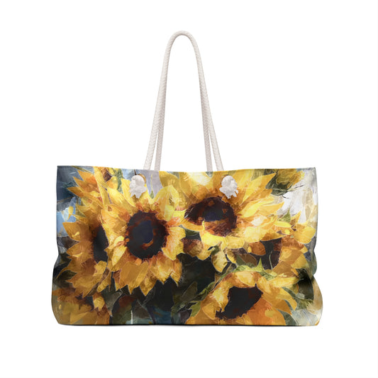 Bright Sunflower Weekender Bag - Perfect for Travel, Beach, Gym, or Weekend Getaways, Tote, Floral Design, Summer Vibes back