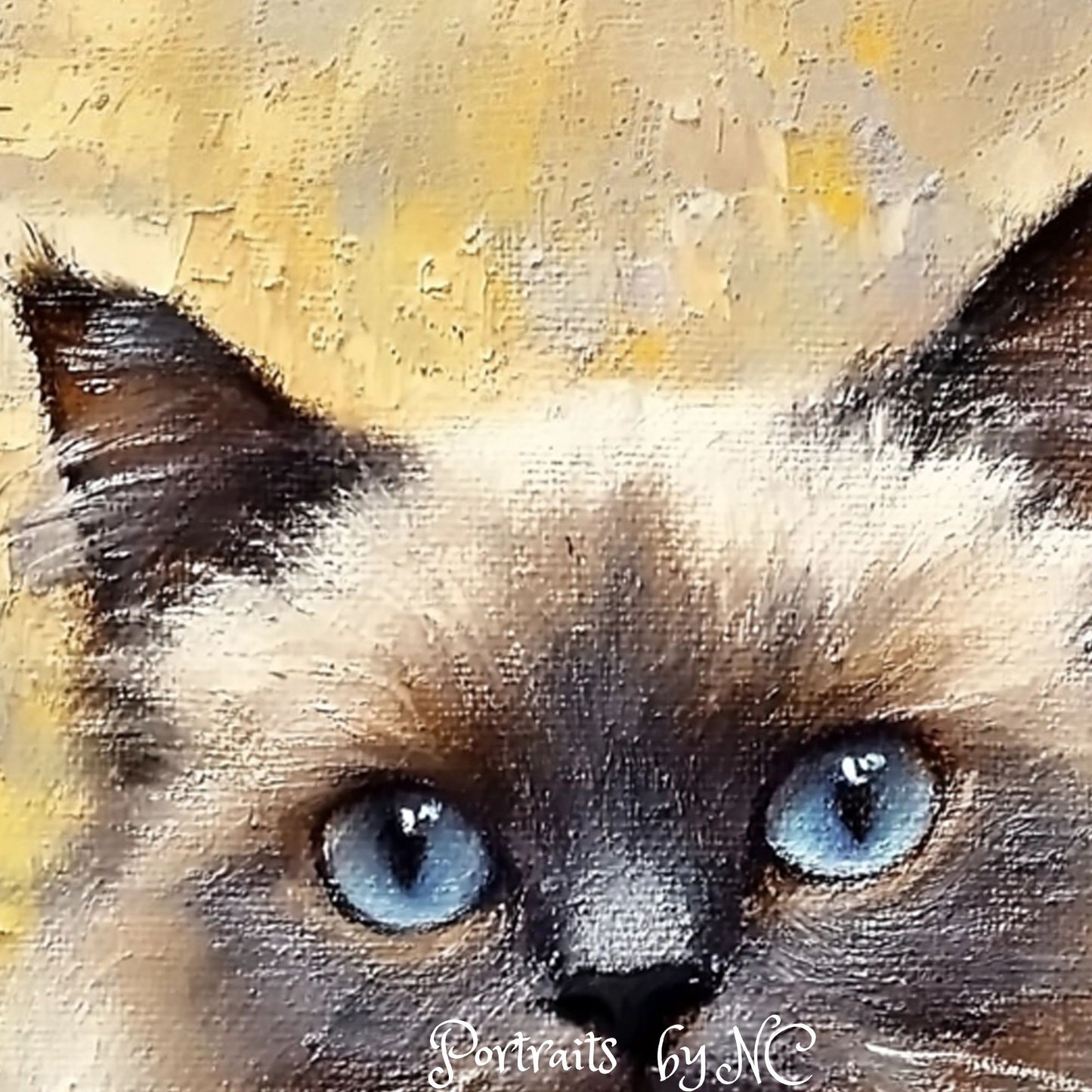 The Blue-Eyed Prince - Custom Painted Persian Cat Portrait texture