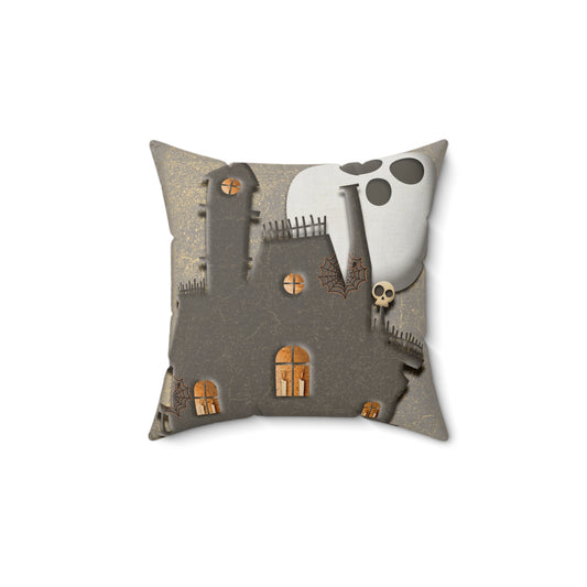 Spooky Moon Halloween Pillow - Spun Polyester Square Throw Pillow with Insert