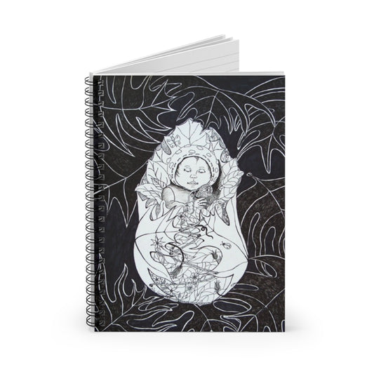 Botanical Dreamer Spiral Notebook — Black & White Illustrated Ruled Journal