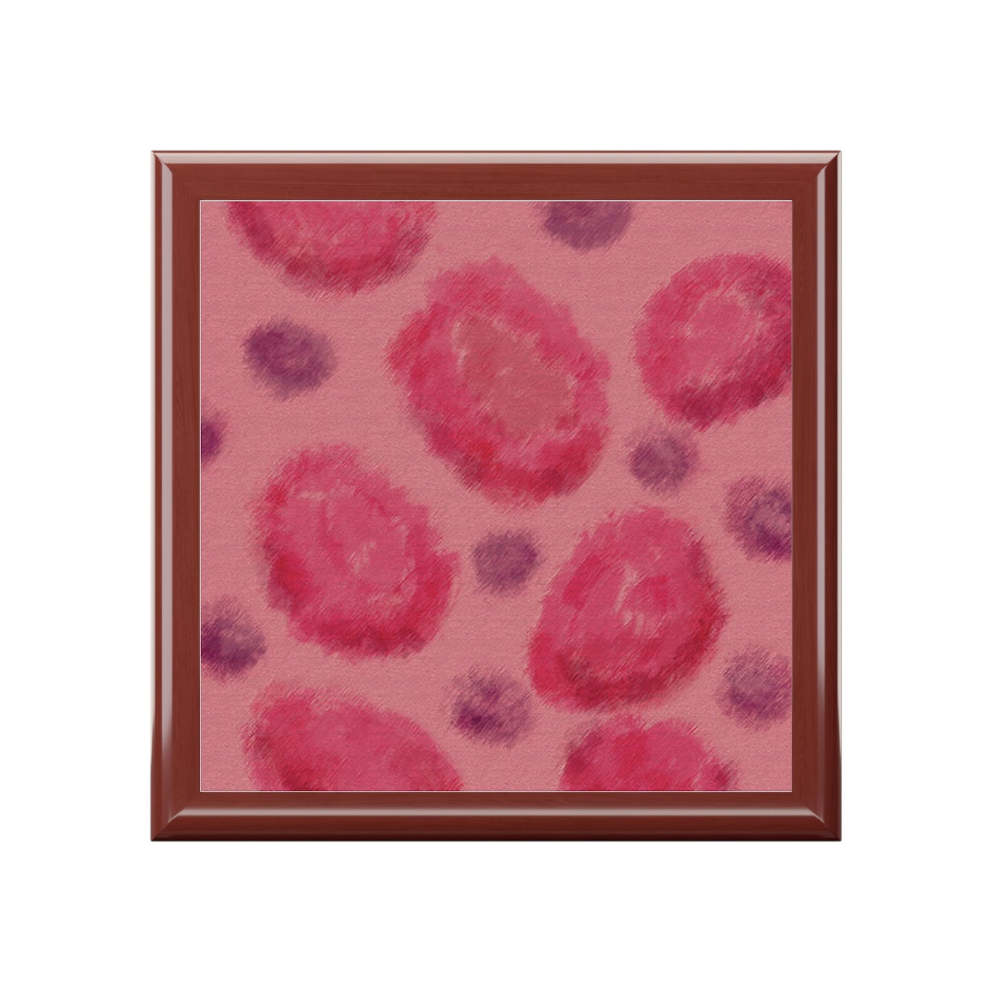 Jewelry Keepsake Box - Abstract Pattern in Fuchsia and Pink Mahogany box